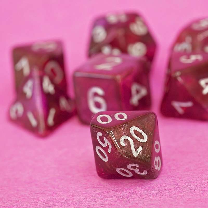 Sage's Shards - Pink/Purple/Orange Glitter Polyhedral Dice Set - Sage's PortalAcrylic Dice Set