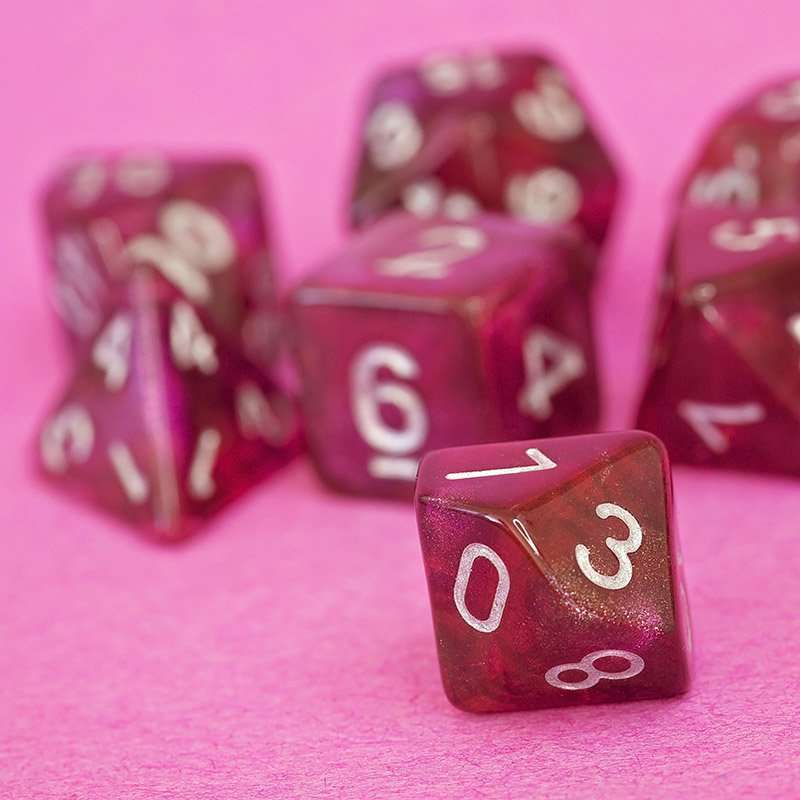 Sage's Shards - Pink/Purple/Orange Glitter Polyhedral Dice Set - Sage's PortalAcrylic Dice Set