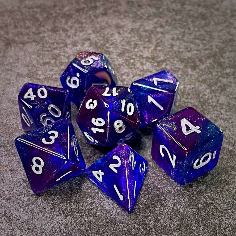 Sage's Shards - Purple/Blue/Green Glitter Polyhedral Dice Set - Sage's PortalAcrylic Dice Set
