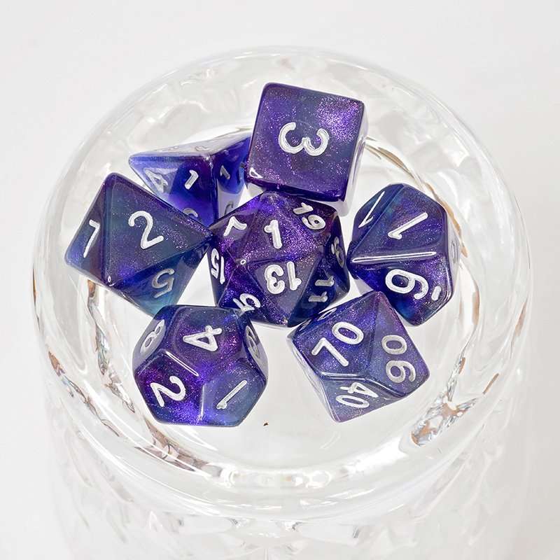 Sage's Shards - Purple/Blue/Green Glitter Polyhedral Dice Set - Sage's PortalAcrylic Dice Set