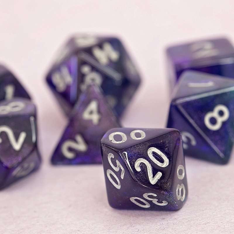 Sage's Shards - Purple/Blue/Green Glitter Polyhedral Dice Set - Sage's PortalAcrylic Dice Set