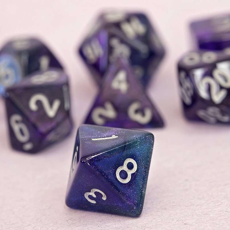 Sage's Shards - Purple/Blue/Green Glitter Polyhedral Dice Set - Sage's PortalAcrylic Dice Set