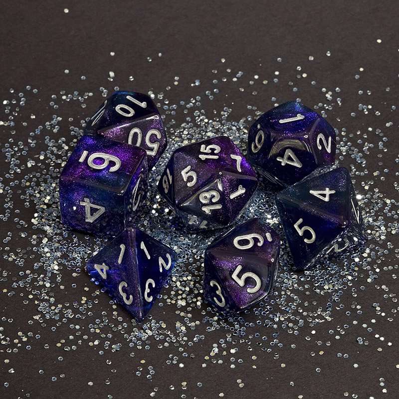Sage's Shards - Purple/Blue/Green Glitter Polyhedral Dice Set - Sage's PortalAcrylic Dice Set