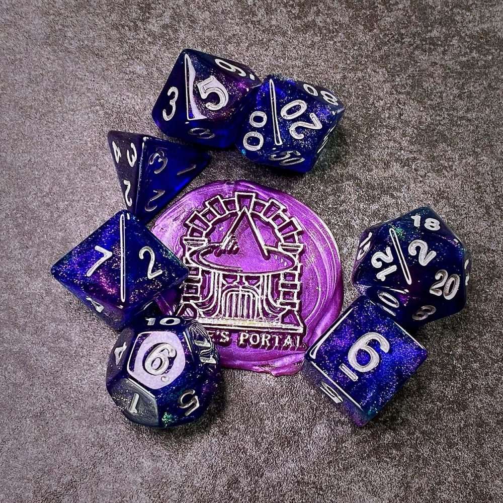 Sage's Shards - Purple/Blue/Green Glitter Polyhedral Dice Set - Sage's PortalAcrylic Dice Set