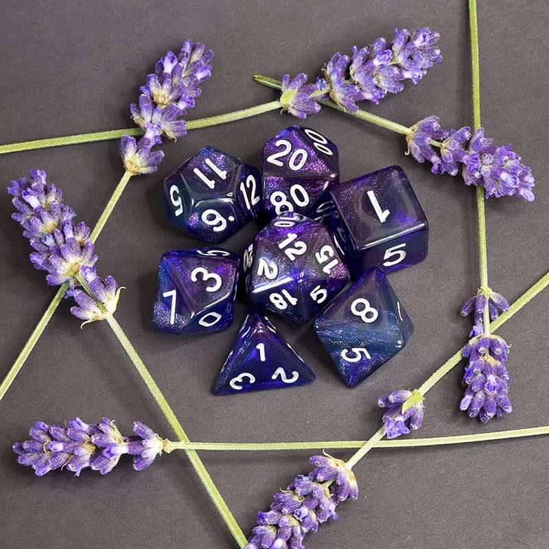 Sage's Shards - Purple/Blue/Green Glitter Polyhedral Dice Set - Sage's PortalAcrylic Dice Set