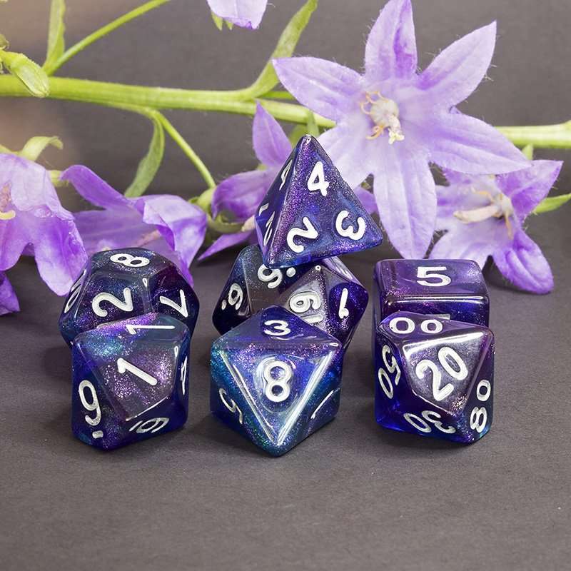 Sage's Shards - Purple/Blue/Green Glitter Polyhedral Dice Set - Sage's PortalAcrylic Dice Set