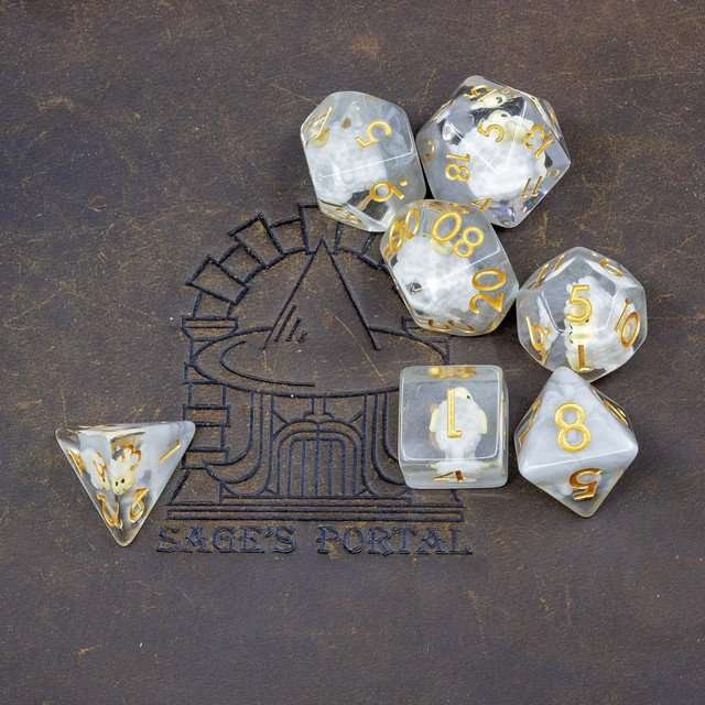 Sage's Sheep Familiar Resin Polyhedral Dice Set - Sage's PortalResin Dice Set