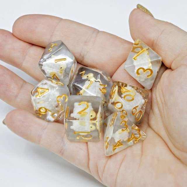 Sage's Sheep Familiar Resin Polyhedral Dice Set - Sage's PortalResin Dice Set