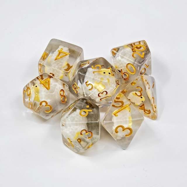 Sage's Sheep Familiar Resin Polyhedral Dice Set - Sage's PortalResin Dice Set