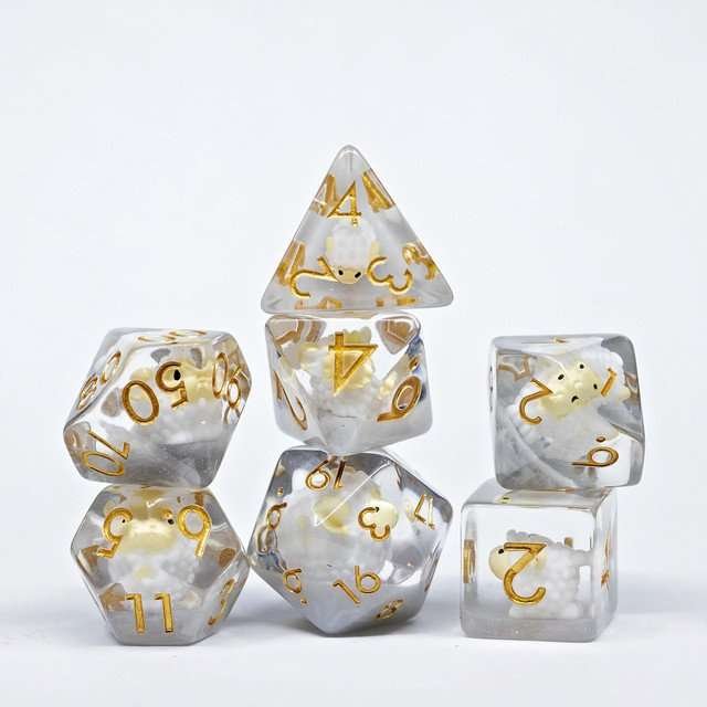 Sage's Sheep Familiar Resin Polyhedral Dice Set - Sage's PortalResin Dice Set