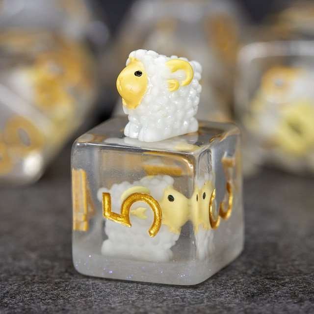 Sage's Sheep Familiar Resin Polyhedral Dice Set - Sage's PortalResin Dice Set
