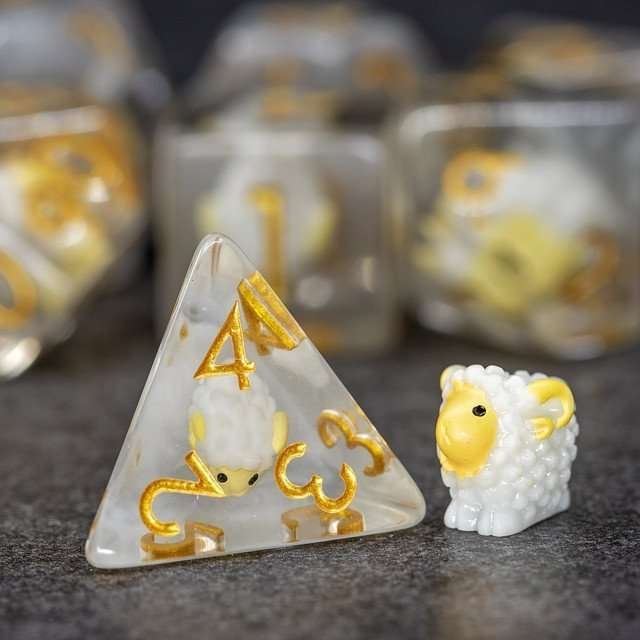 Sage's Sheep Familiar Resin Polyhedral Dice Set - Sage's PortalResin Dice Set