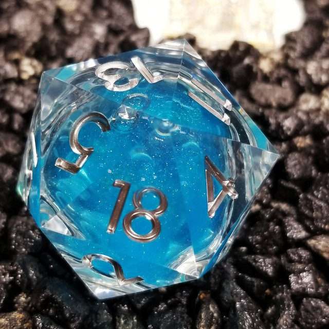 Sage's Sky Souls 33mm Liquid-Core D20 Sharp Edge Resin Dice - Sage's PortalLiquid Core Dice Set
