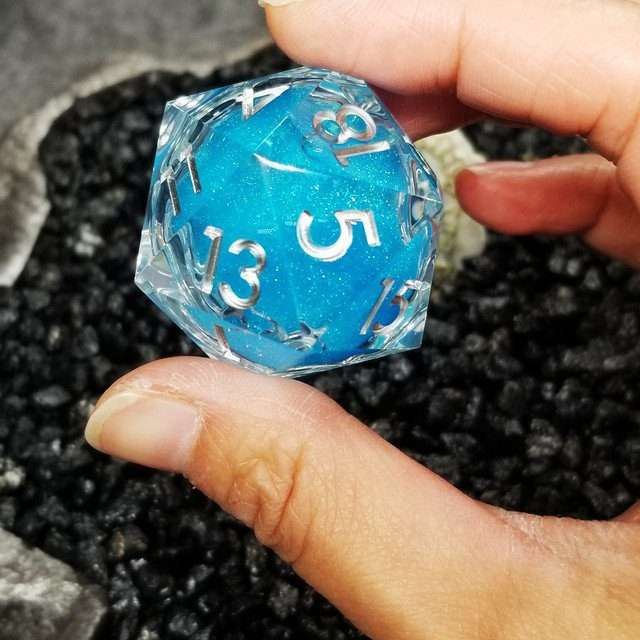 Sage's Sky Souls 33mm Liquid-Core D20 Sharp Edge Resin Dice - Sage's PortalLiquid Core Dice Set