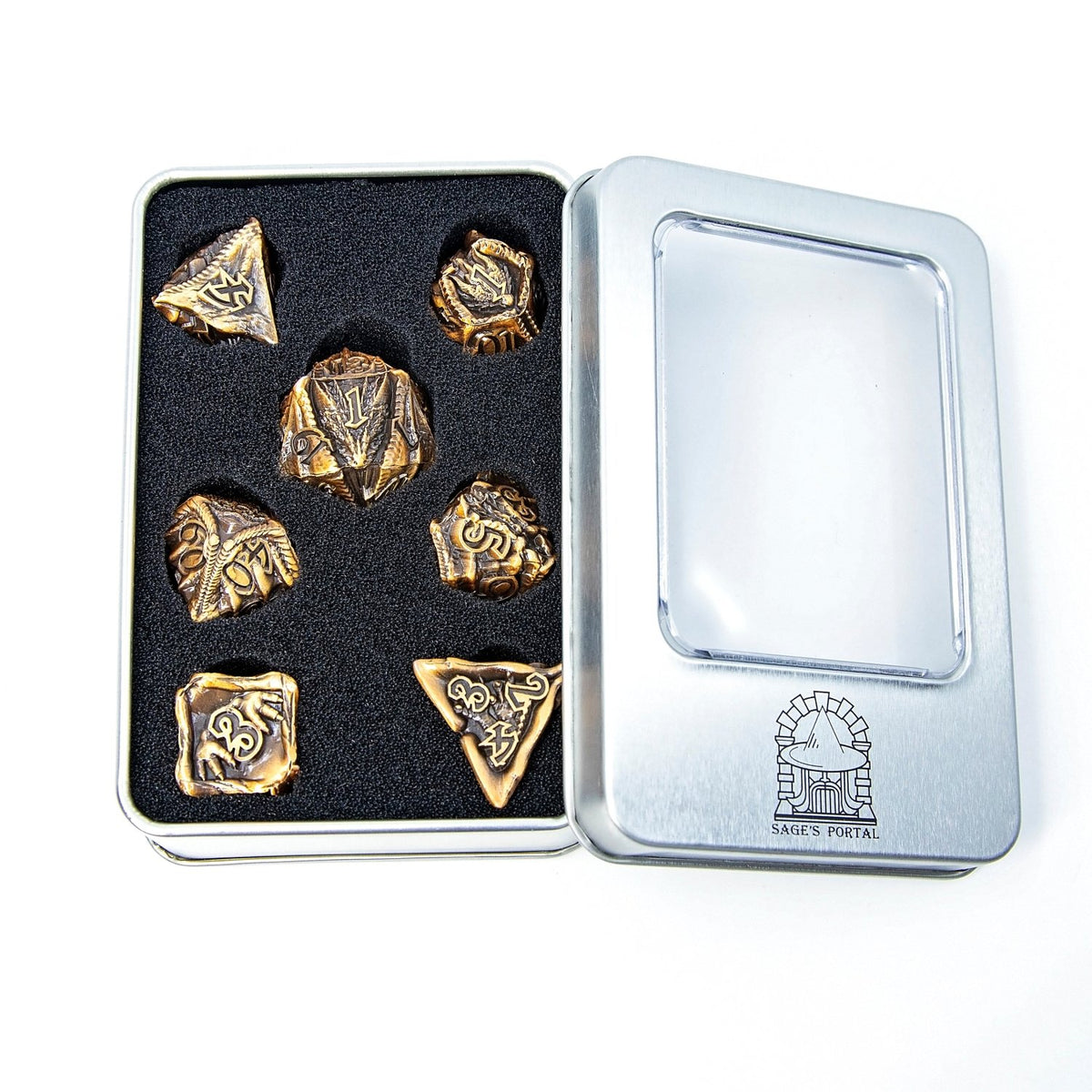 Sage's Specimens Copper Drake Metal Polyhedral Dice Set - Sage's PortalMetal Dice Set