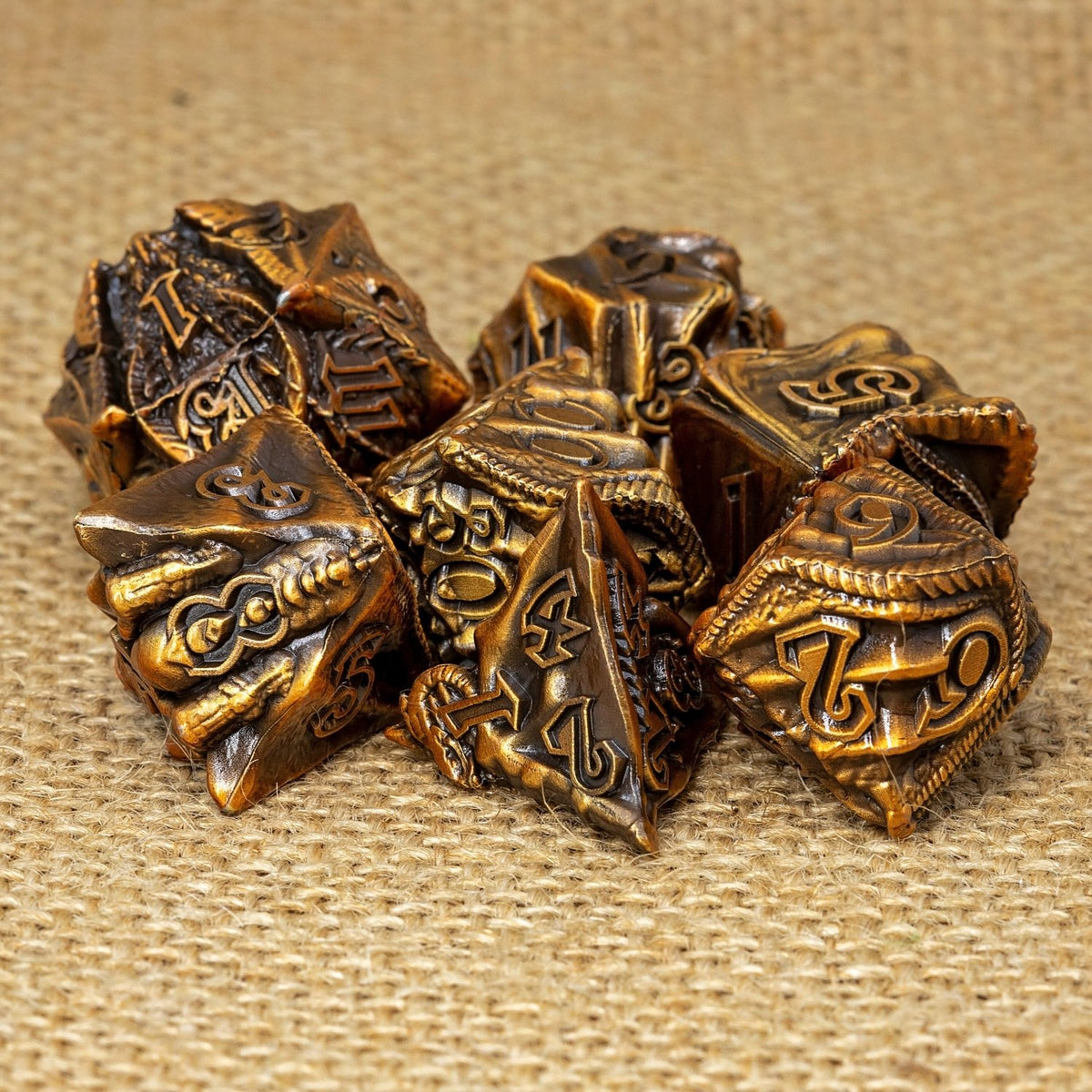 Sage's Specimens Copper Drake Metal Polyhedral Dice Set - Sage's PortalMetal Dice Set