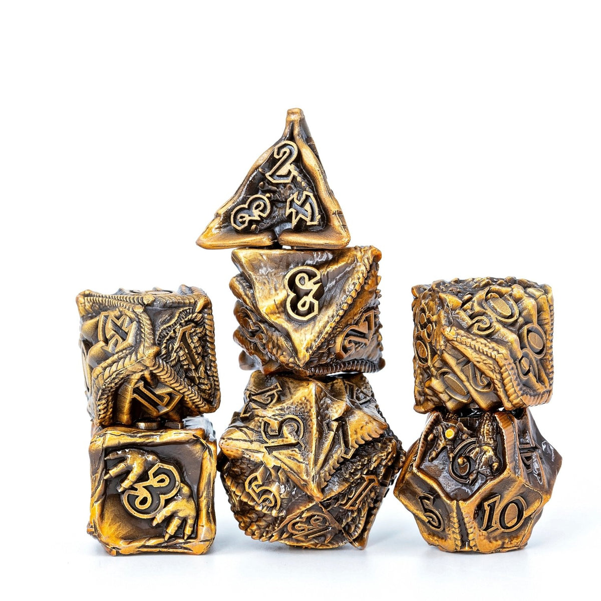 Sage's Specimens Copper Drake Metal Polyhedral Dice Set - Sage's PortalMetal Dice Set