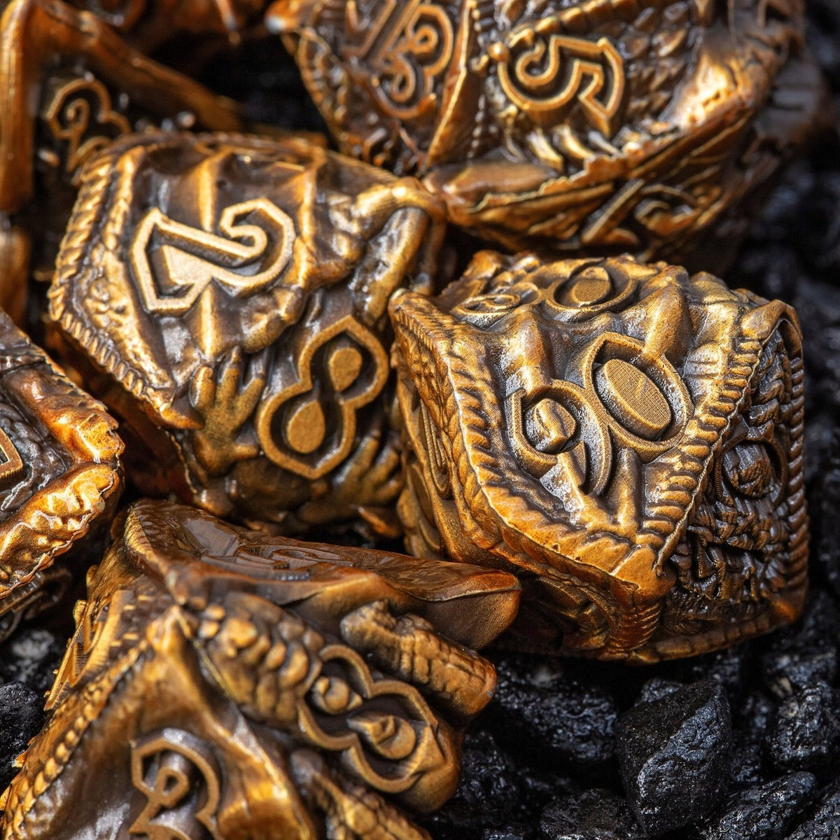Sage's Specimens Copper Drake Metal Polyhedral Dice Set - Sage's PortalMetal Dice Set