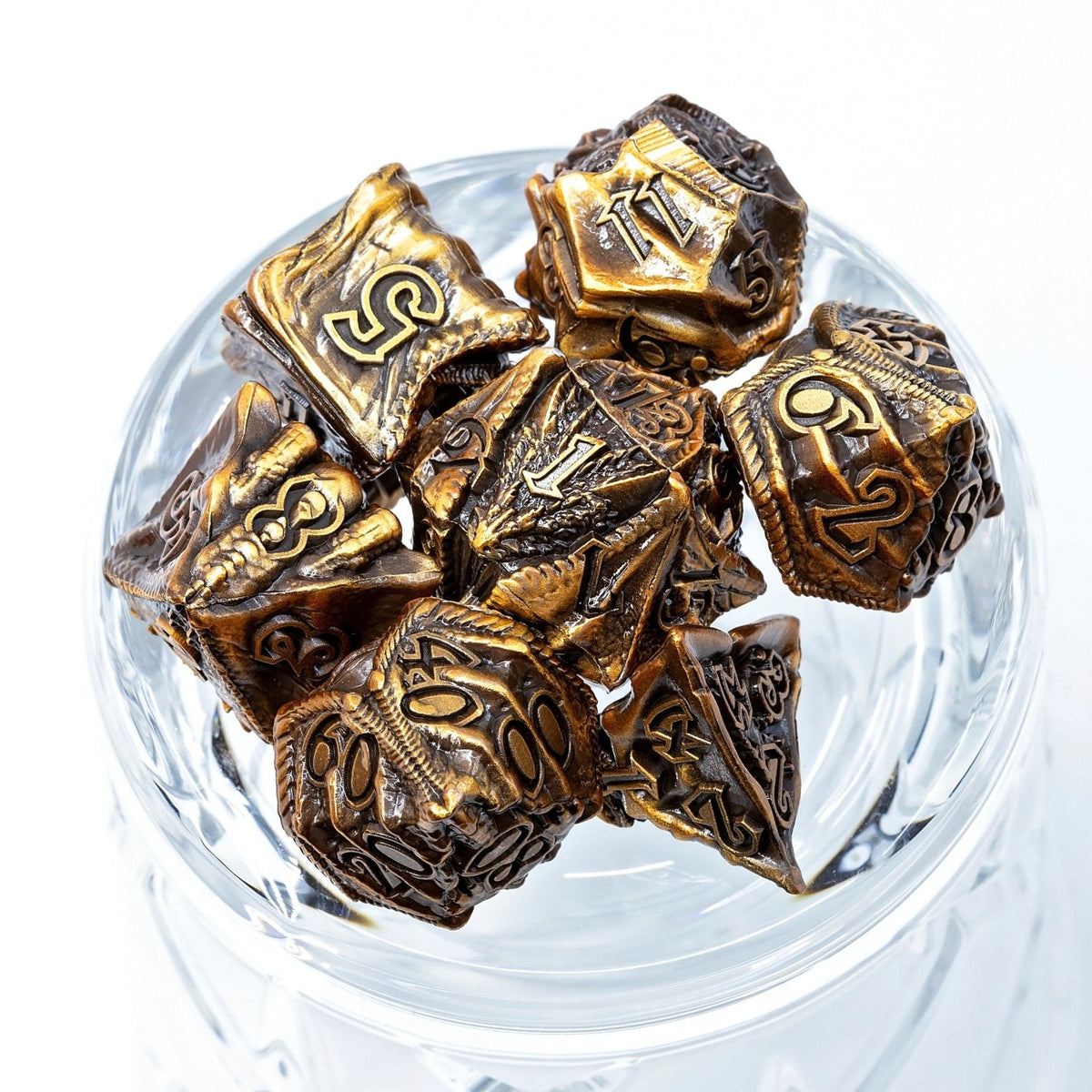 Sage's Specimens Copper Drake Metal Polyhedral Dice Set - Sage's PortalMetal Dice Set