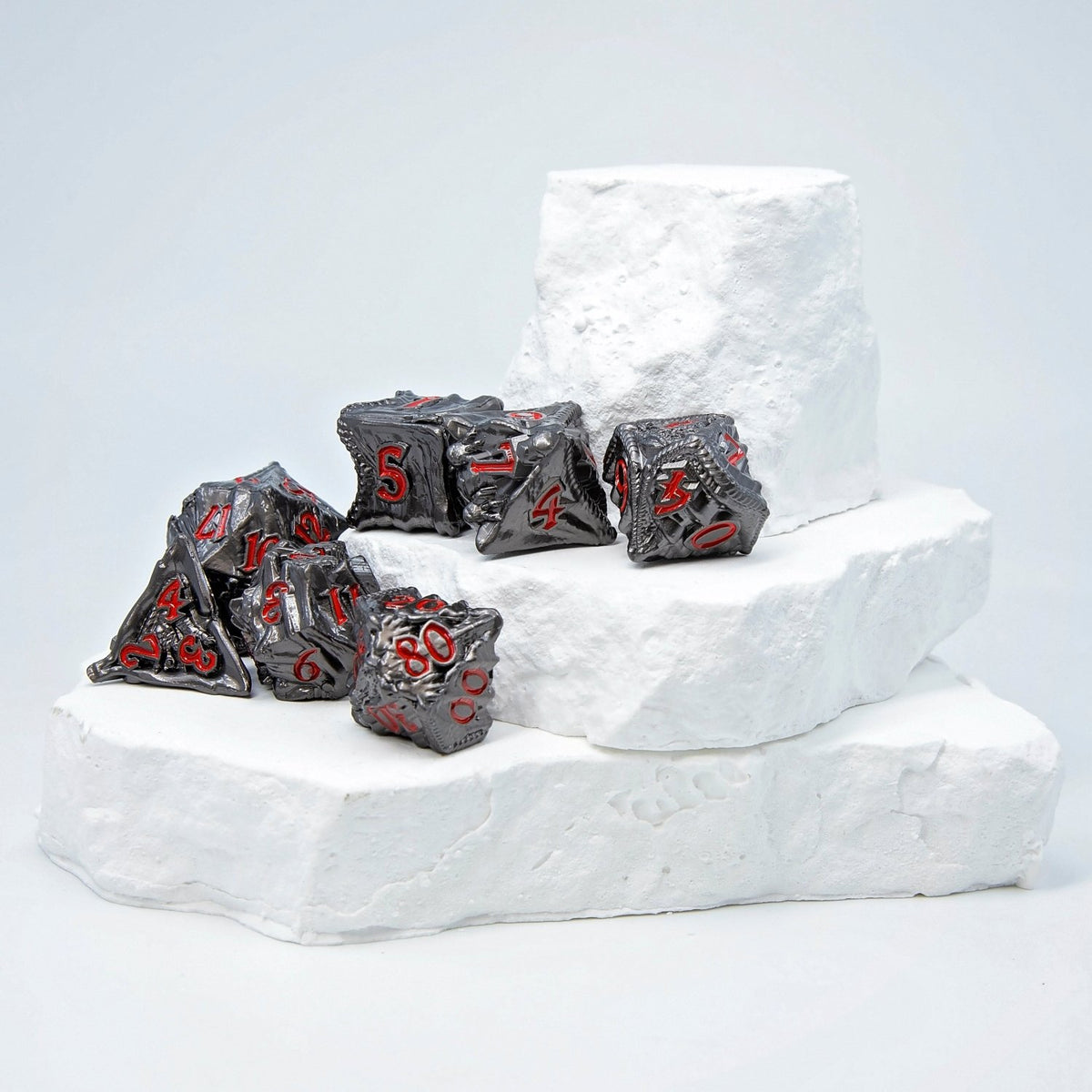 Sage's Specimens Obsidian Drake Metal Polyhedral Dice Set - Sage's PortalMetal Dice Set