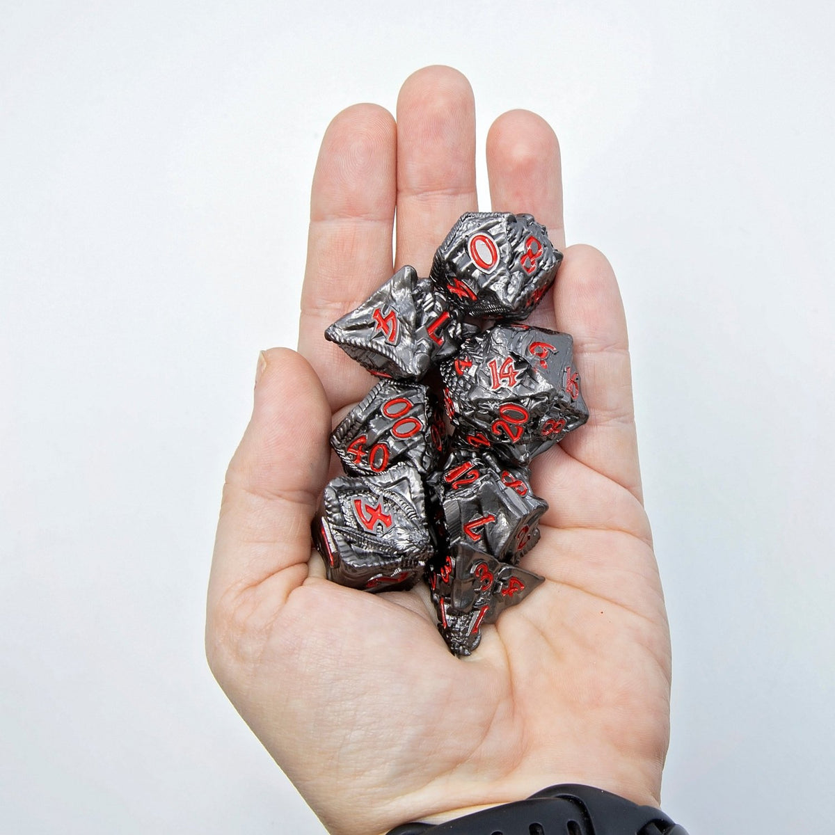 Sage's Specimens Obsidian Drake Metal Polyhedral Dice Set - Sage's PortalMetal Dice Set