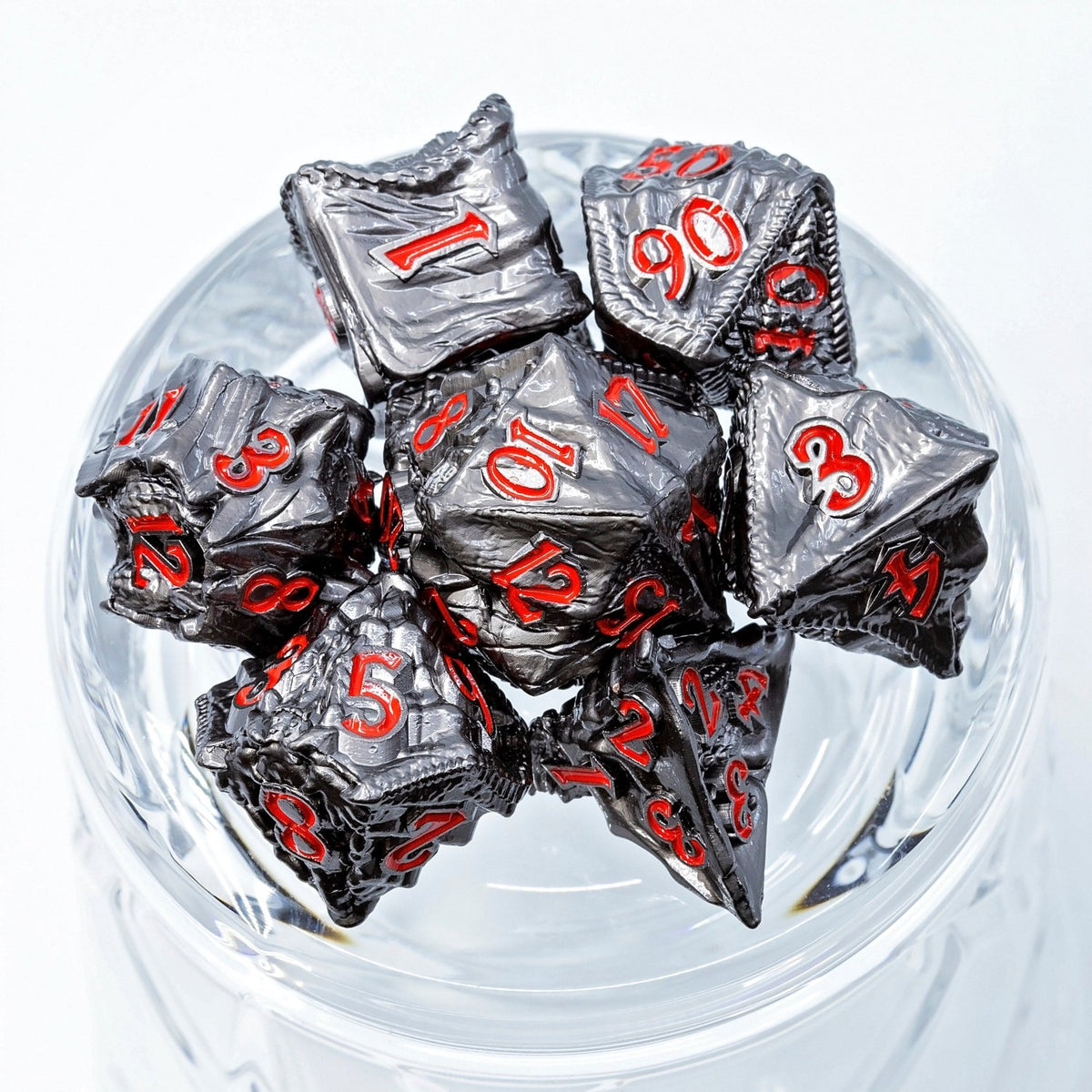 Sage's Specimens Obsidian Drake Metal Polyhedral Dice Set - Sage's PortalMetal Dice Set