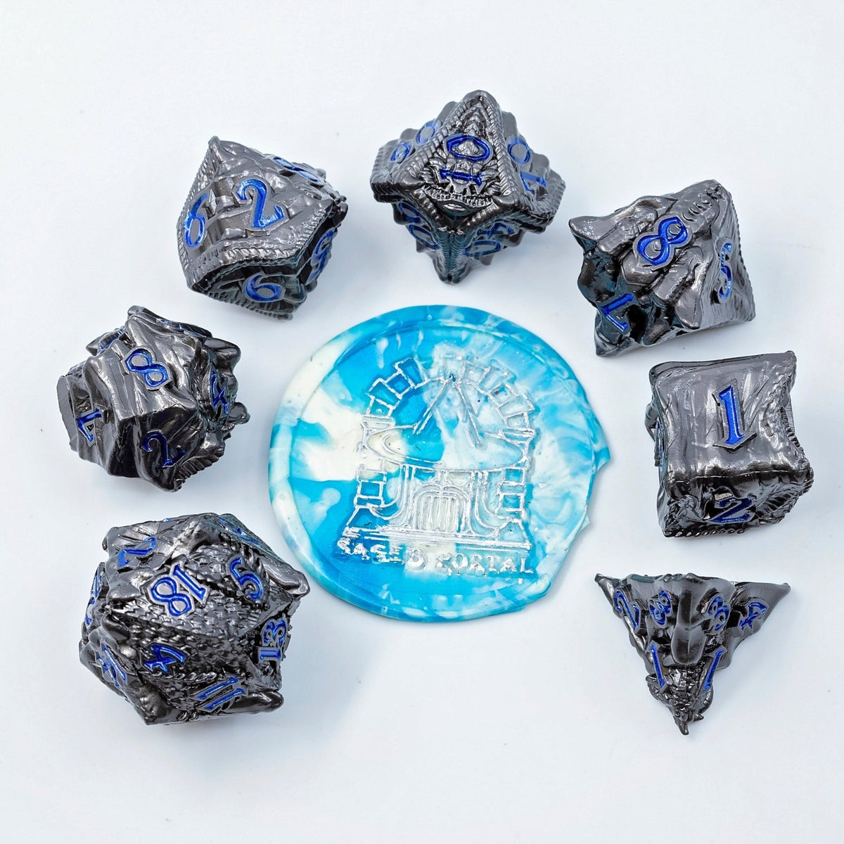 Sage's Specimens Storm Drake Metal Polyhedral Dice Set - Sage's PortalMetal Dice Set