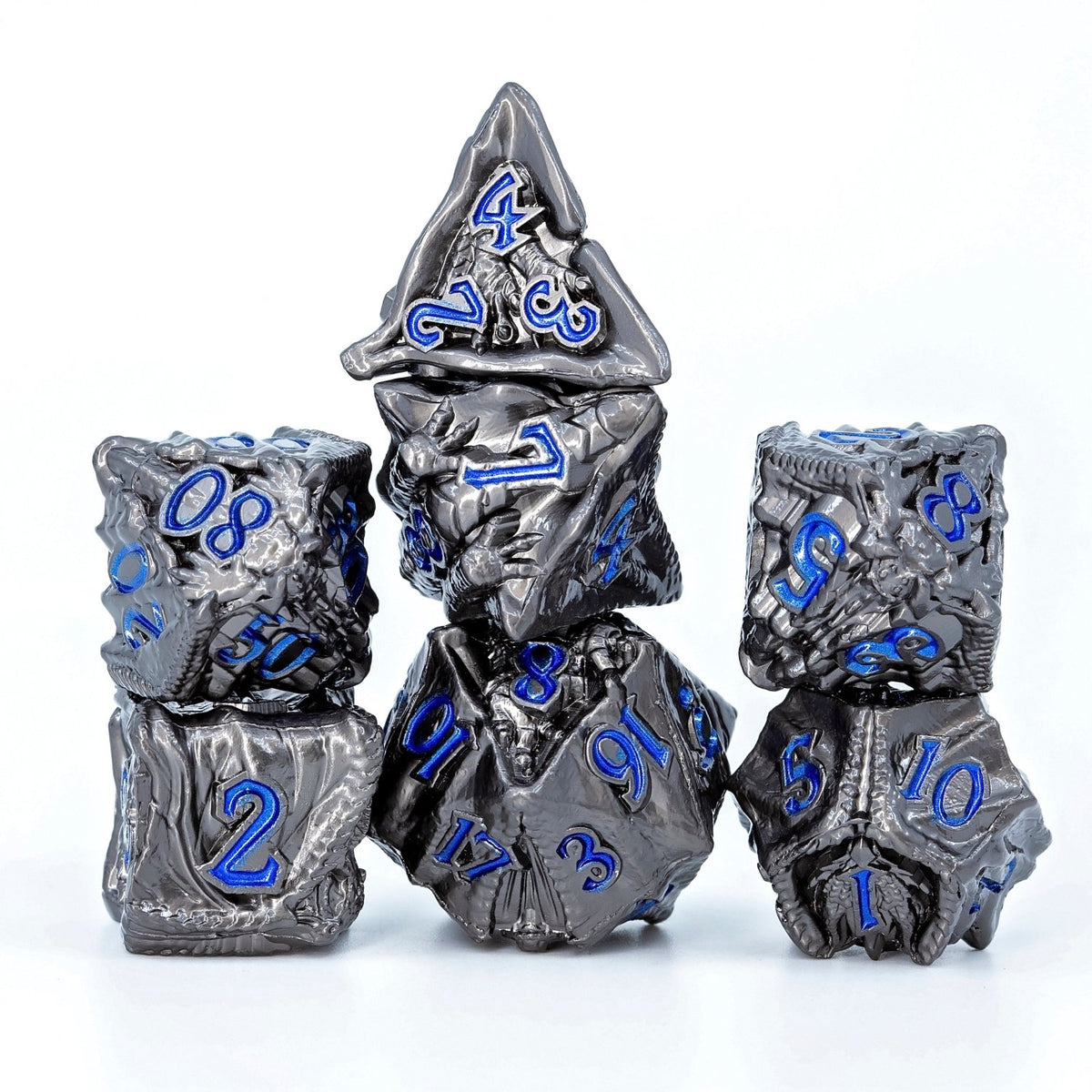 Sage's Specimens Storm Drake Metal Polyhedral Dice Set - Sage's PortalMetal Dice Set