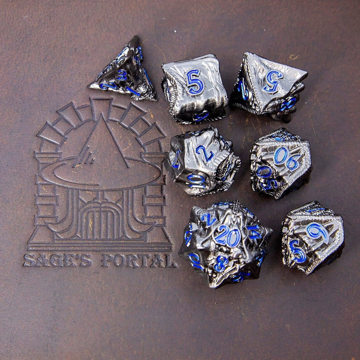 Sage's Specimens Storm Drake Metal Polyhedral Dice Set - Sage's PortalMetal Dice Set