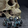 Sage's Spheres - Dark Silver and Aqua Glitter Gemstone Spherical Metal Polyhedral Dice Set - Sage's PortalMetal Dice Set