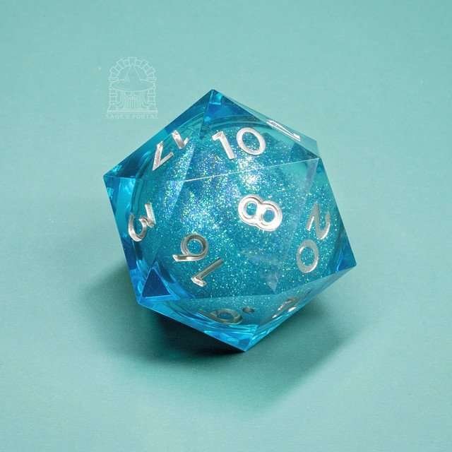 Sage's Spirits - 33mm Ice Spirits Liquid-Core D20 Sharp Edge Resin Dice - Sage's PortalLiquid Core Dice Set