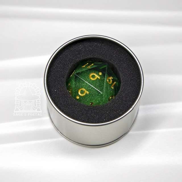 Sage's Spirits - 33mm Nature Spirit Liquid-Core D20 Sharp Edge Resin Dice - Sage's PortalLiquid Core Dice Set