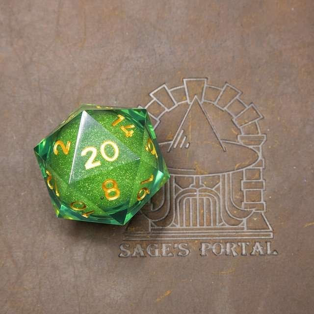 Sage's Spirits - 33mm Nature Spirit Liquid-Core D20 Sharp Edge Resin Dice - Sage's PortalLiquid Core Dice Set