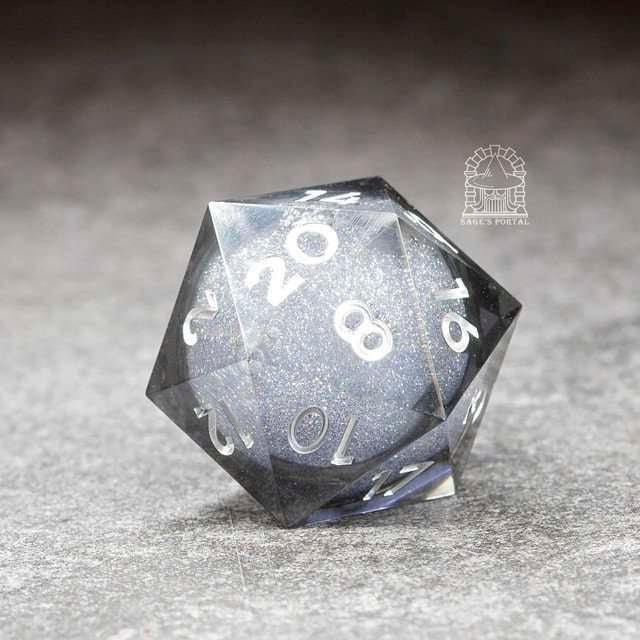Sage's Spirits - 33mm Nocturnal Spirits Liquid-Core D20 Sharp Edge Resin Dice - Sage's PortalLiquid Core Dice Set