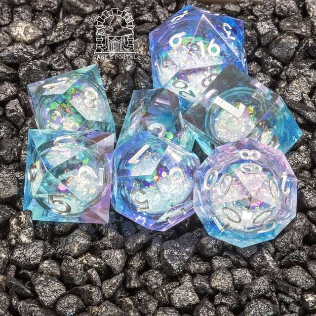 Sage's Spirits - Bloom Spirits Liquid Core Sharp Edge Resin Dice Set - Sage's PortalLiquid Core Dice Set