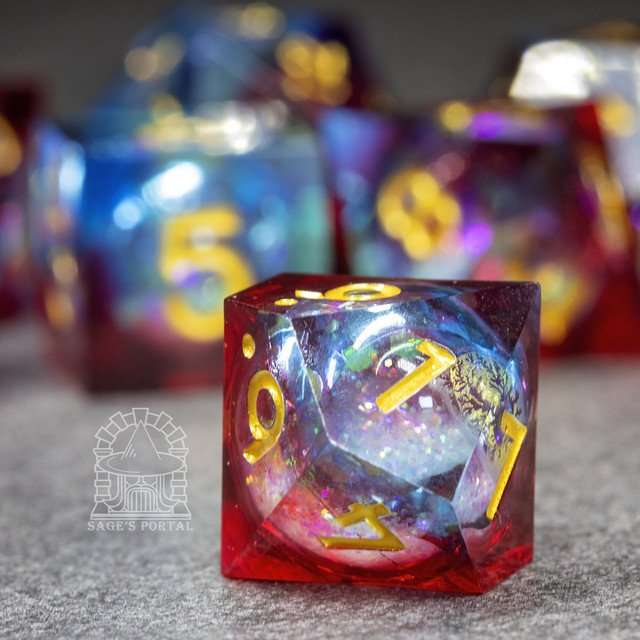 Sage's Spirits - Ember Spirits Liquid Core Sharp Edge Resin Dice Set - Sage's PortalLiquid Core Dice Set