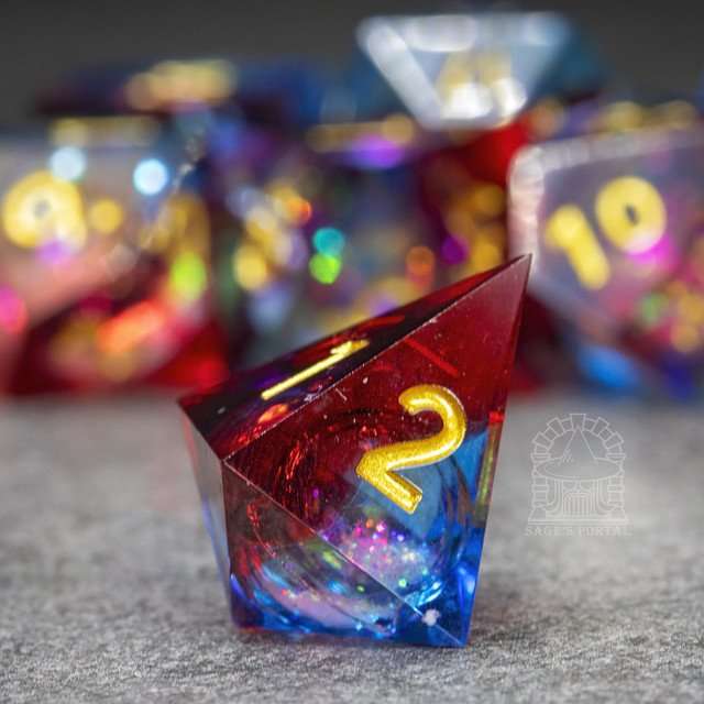 Sage's Spirits - Ember Spirits Liquid Core Sharp Edge Resin Dice Set - Sage's PortalLiquid Core Dice Set