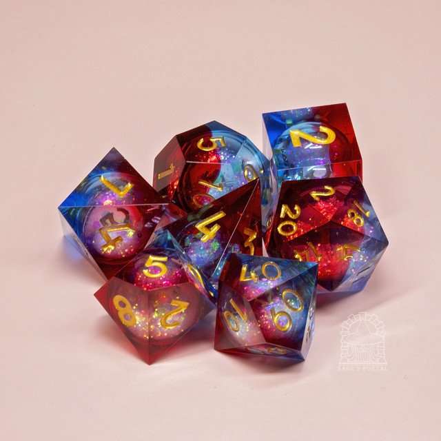 Sage's Spirits - Ember Spirits Liquid Core Sharp Edge Resin Dice Set - Sage's PortalLiquid Core Dice Set