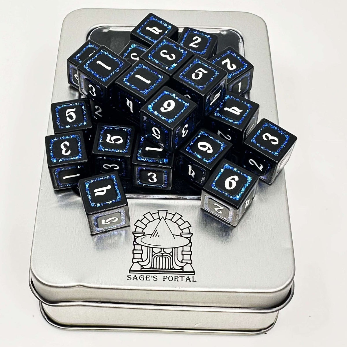 Sage's Splendors Royal Blue Metal d6 Dice 24 Piece Set - Sage's PortalMetal Dice Set