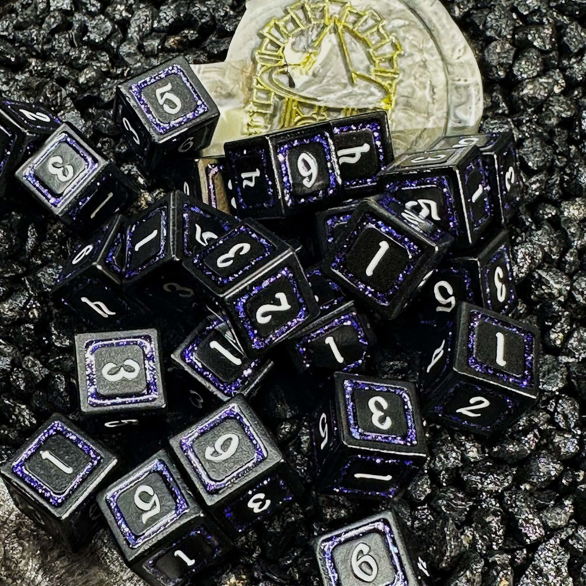 Sage's Splendors Royal Purple Metal d6 Dice 24 Piece Set - Sage's PortalMetal Dice Set