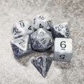 Sage's Stones - Ancient Silver Stone Black Ink Acrylic Polyhedral Dice Set - Sage's PortalAcrylic Dice Set