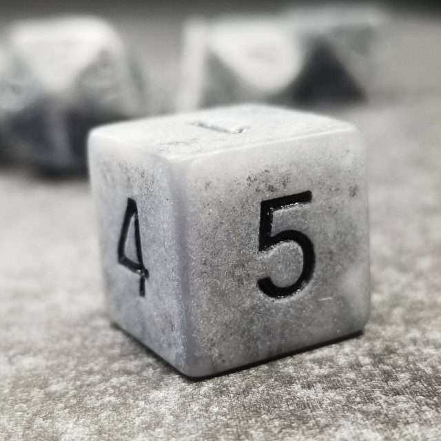 Sage's Stones - Ancient Silver Stone Black Ink Acrylic Polyhedral Dice Set - Sage's PortalAcrylic Dice Set