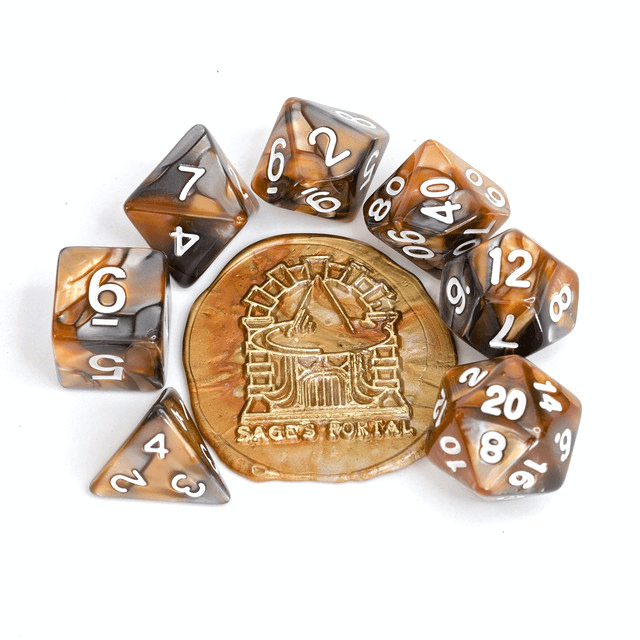 Sage's Stones - Copper/Mica Acrylic Polyhedral Dice Set - Sage's PortalAcrylic Dice Set