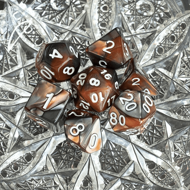 Sage's Stones - Copper/Mica Acrylic Polyhedral Dice Set - Sage's PortalAcrylic Dice Set