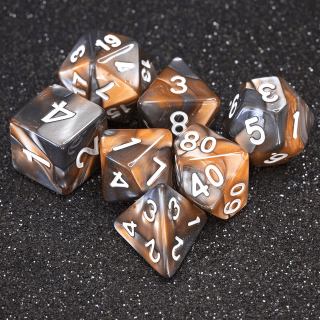 Sage's Stones - Copper/Mica Acrylic Polyhedral Dice Set - Sage's PortalAcrylic Dice Set
