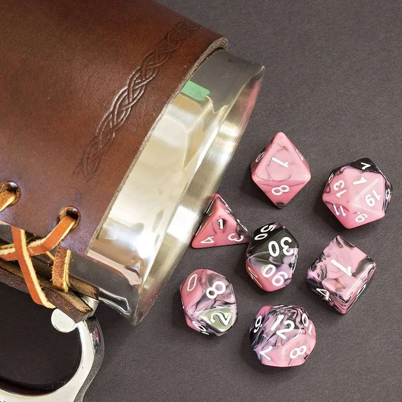 Sage's Stones - Pink/Mica Silver Ink Acrylic Polyhedral Dice Set - Sage's PortalAcrylic Dice Set