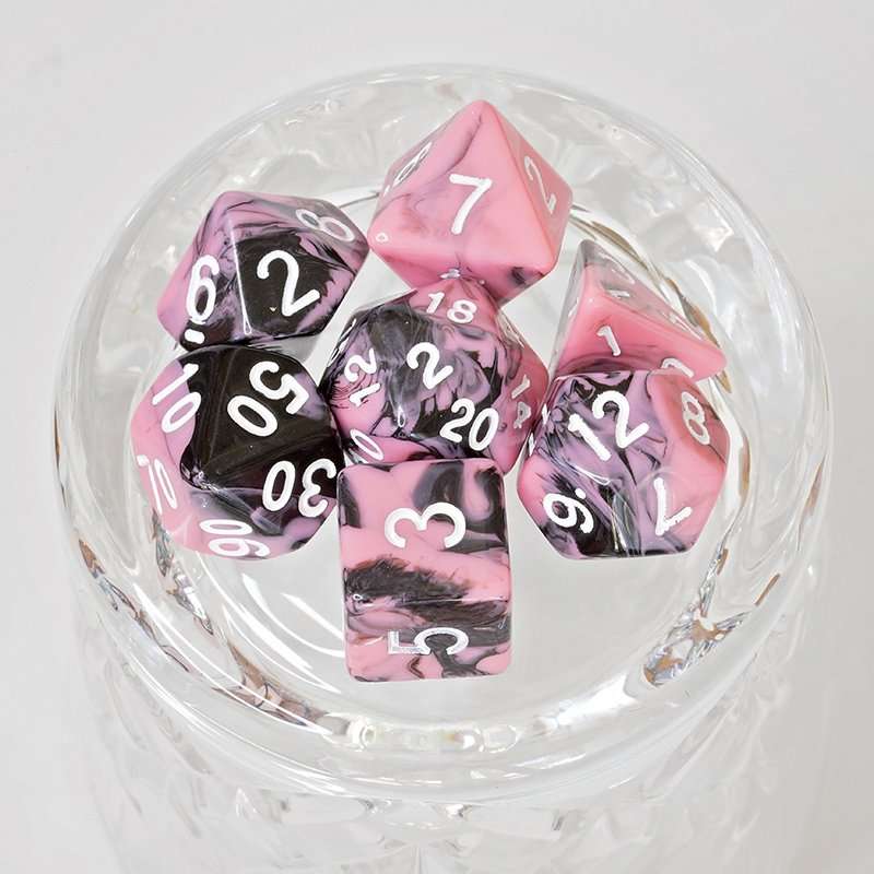 Sage's Stones - Pink/Mica Silver Ink Acrylic Polyhedral Dice Set - Sage's PortalAcrylic Dice Set