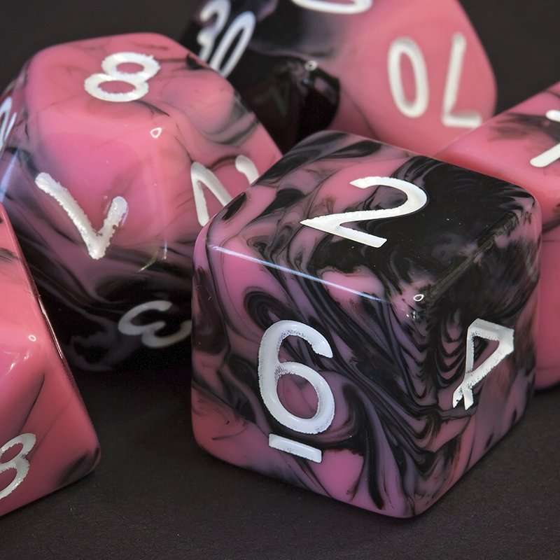 Sage's Stones - Pink/Mica Silver Ink Acrylic Polyhedral Dice Set - Sage's PortalAcrylic Dice Set