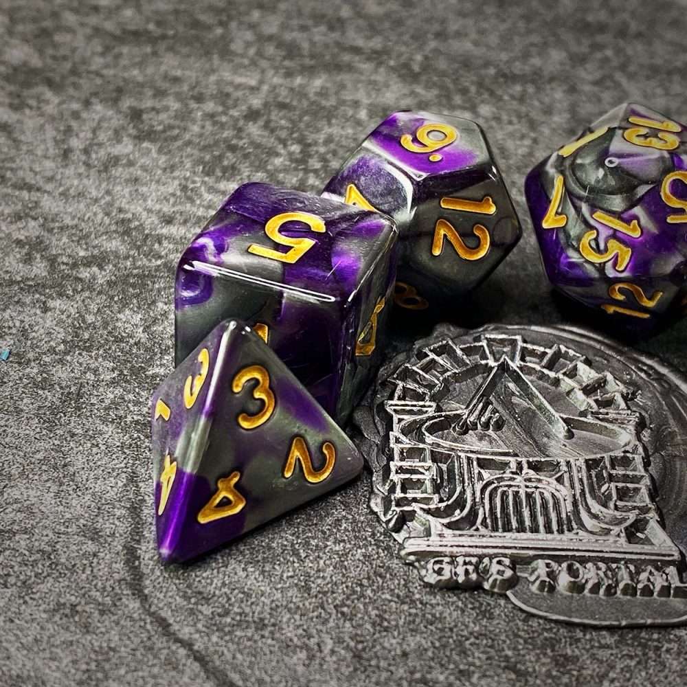 Sage's Stones -Purple/Mica Acrylic Polyhedral Dice Set - Sage's PortalAcrylic Dice Set