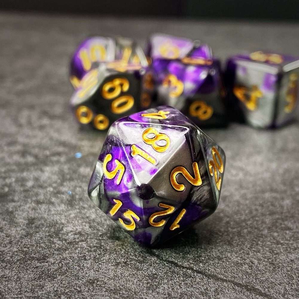 Sage's Stones -Purple/Mica Acrylic Polyhedral Dice Set - Sage's PortalAcrylic Dice Set